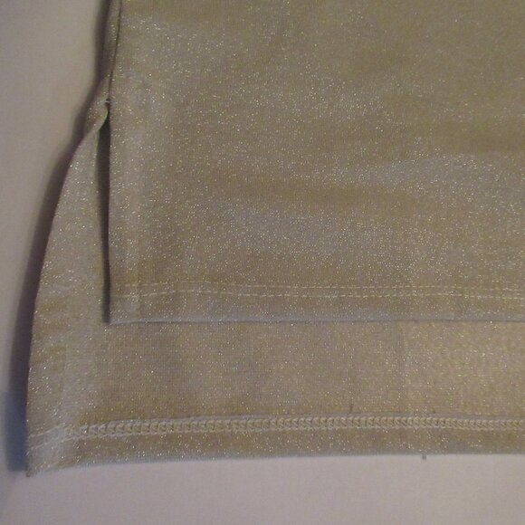 V Neck Shimmer Silver Beige 35" Tank Top Sleeveless Womens Tee Gibson Look New - Picture 10 of 15